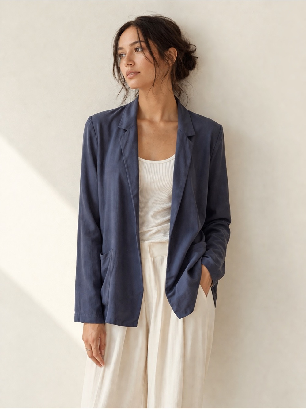 Aritzia Talula Peacock Blue Drape Open Blazer | Size 2 | Minimalist Chic